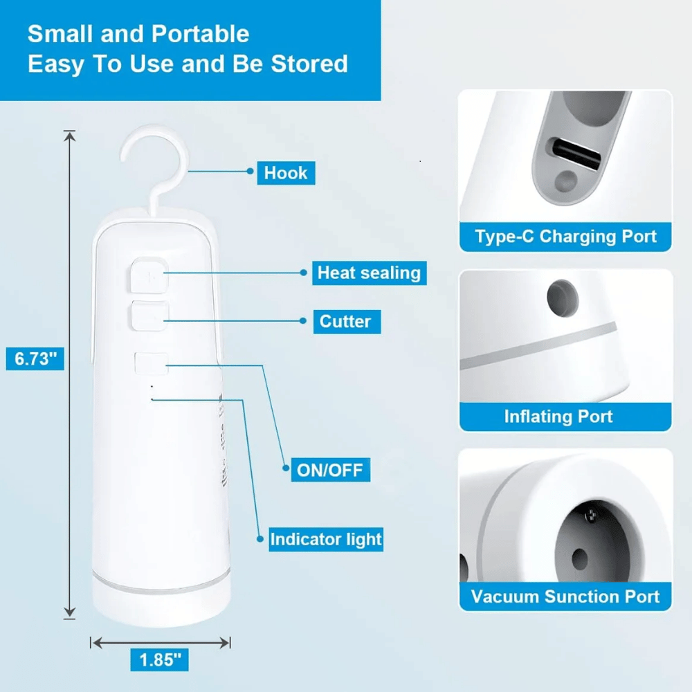 Mini Aspirateur Multi-Fonction™ Gonfleur, Découpeur & Collage Rechargeable